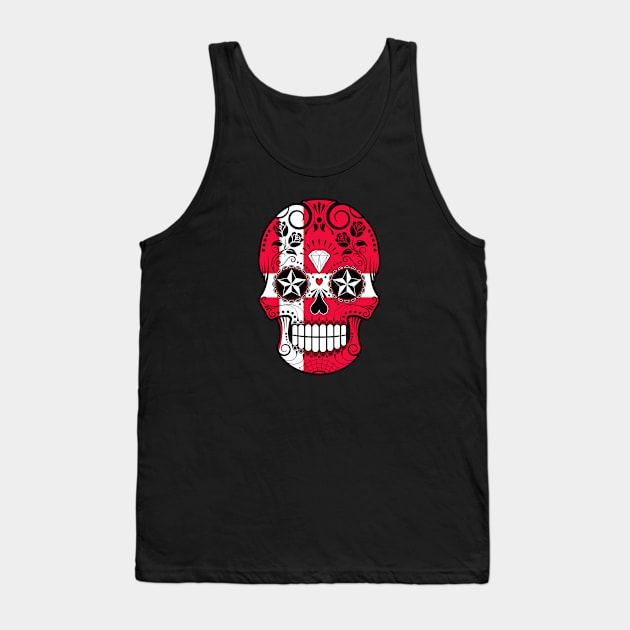 Danish Flag Sugar Skull with Roses Tank Top by jeffbartels